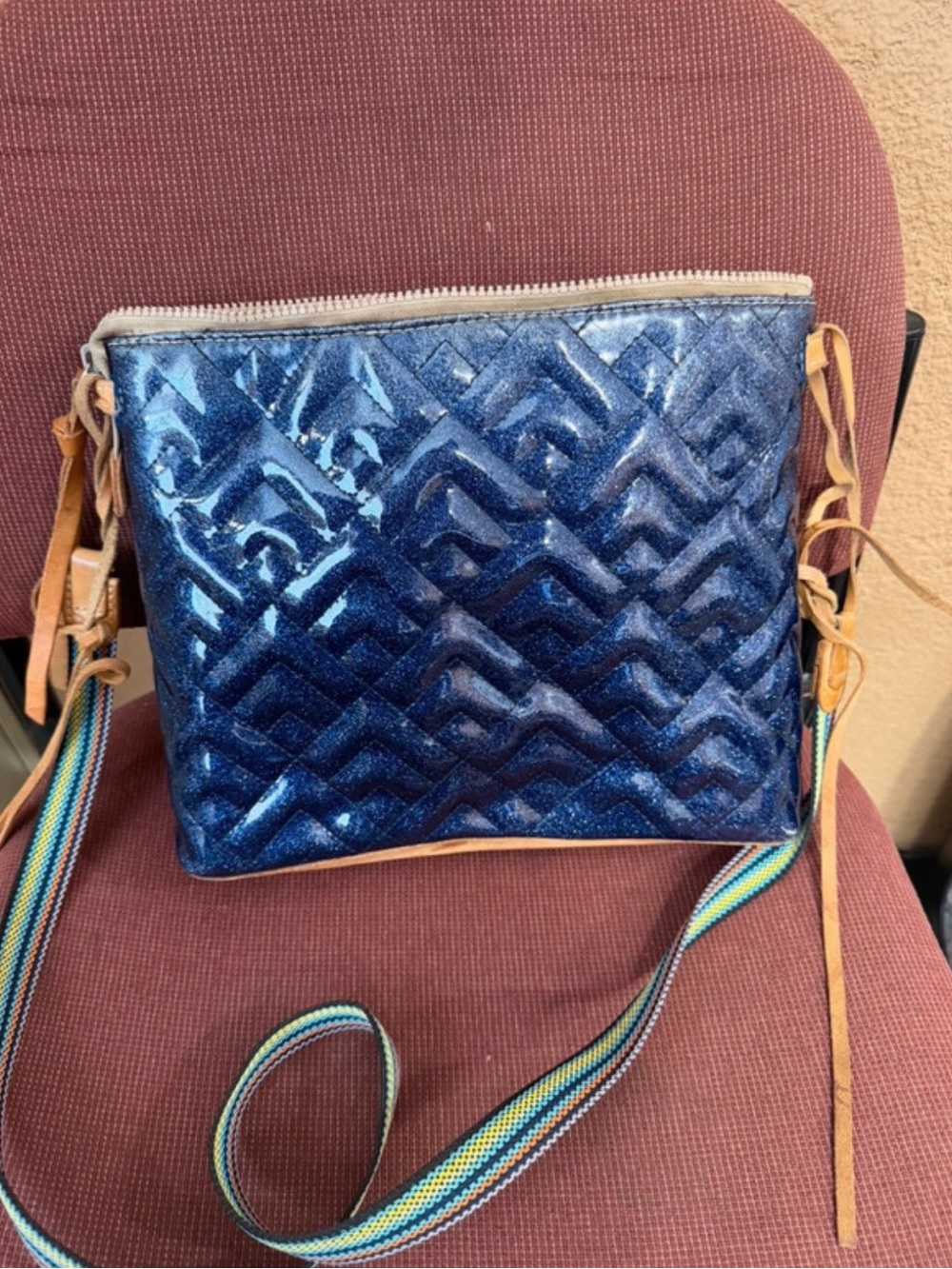 Consuela Navy Blue Crossbody Bag with Matching Phone Wristlet - Picture 3 of 14